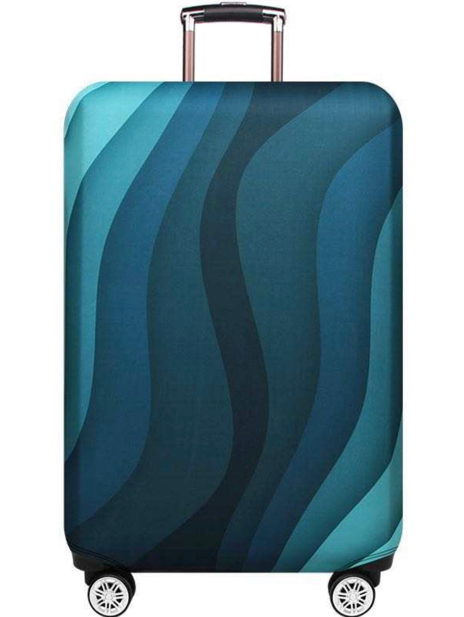 Luggage Covers-Teal Wavy Stripes